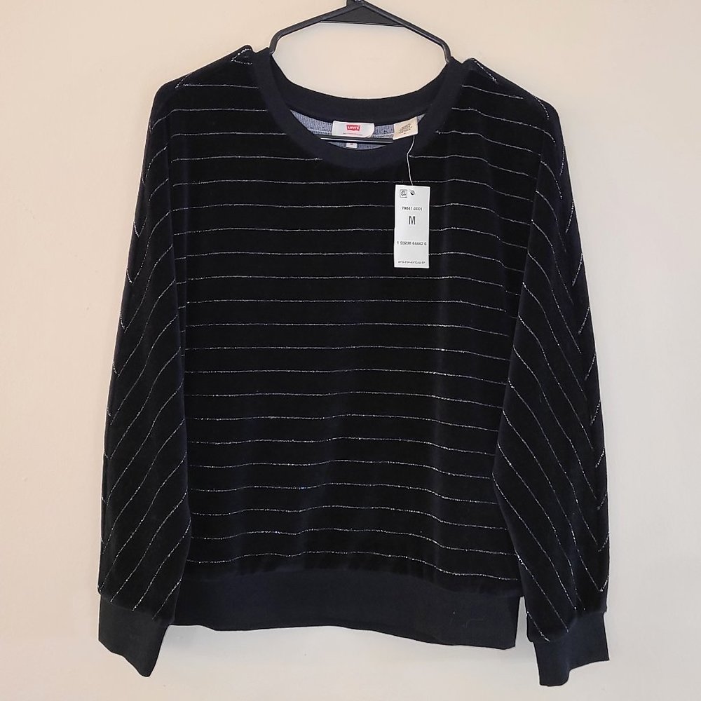 Levis Black with sliver glitter pin stripe and long sleeves